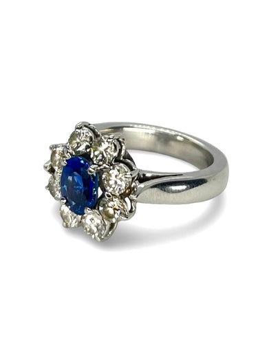 Bague 55 Bague marguerite or blanc saphir 1,62 ct et diamants 1,30 ct 58 Facettes 00081701