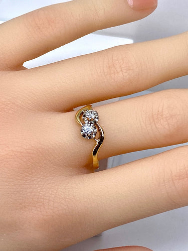 Bague toi et moi or jaune et blanc diamants