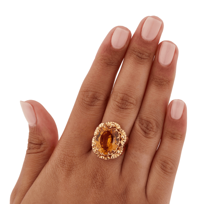 Bague 59 Bague or jaune et citrine ovale 58 Facettes 7025/21