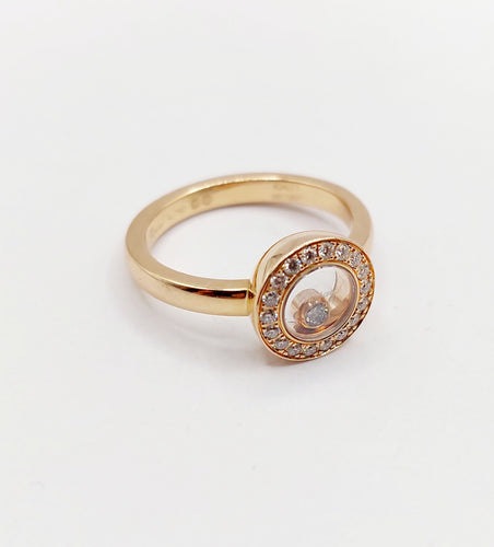 Bague 48 Chopard - Bague Happy Diamond pavée de diamants en or rose 18k 58 Facettes A06339