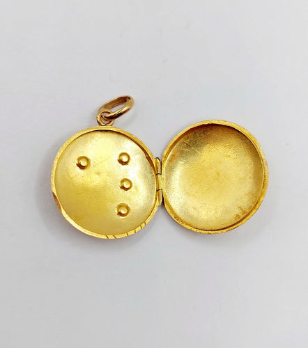 Pendentif porte-photo or jaune, pierre rouge et perle (circa 1900) 58 Facettes A06217