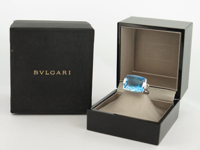 Bague 50 vintage bague BULGARI metropolis aigue marine t50 or blanc 18k 58 Facettes 270460