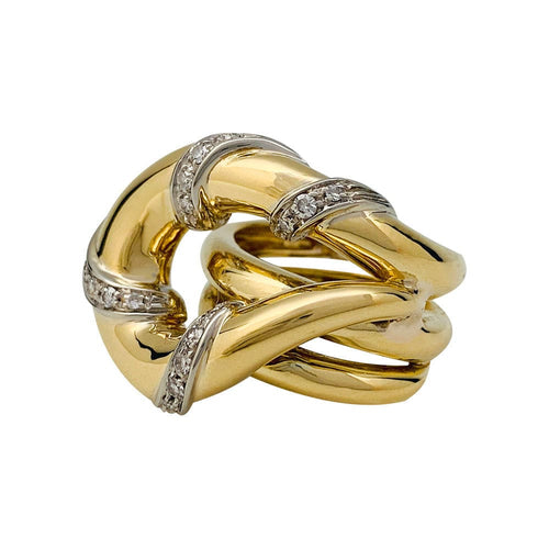 Bague 47 Bague "Noeud", deux ors sertie de diamants. 58 Facettes 31192