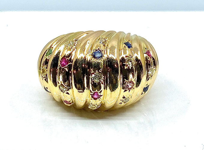 Bague Bague en or jaune 18 carats et pierres précieuses 58 Facettes AB327