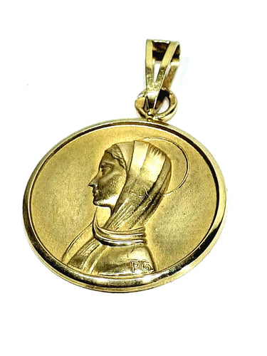 Pendentif Médaille de la Vierge en or 18 carats jaune et or rose 58 Facettes