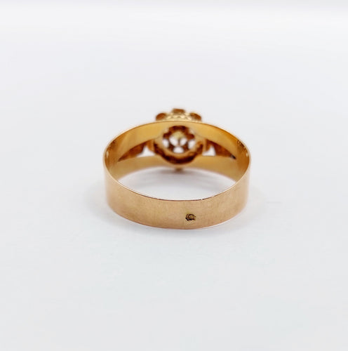 Bague 54.5 Bague marguerite antique en or rose 18k ornée de perles 58 Facettes A06486