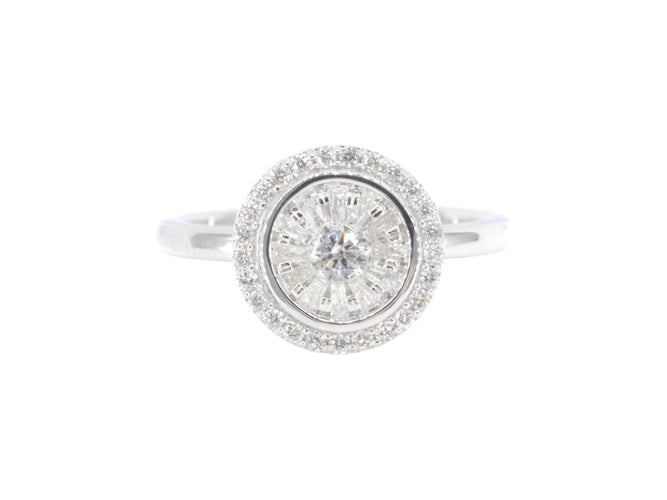 Bague 54 Bague entourage en or blanc avec diamants 58 Facettes 2005