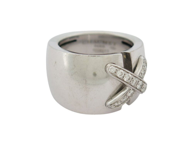 Bague 56 bague CHAUMET liens croises gm t56 asymetrique en or blanc diamants 0.45ct 58 Facettes 268855