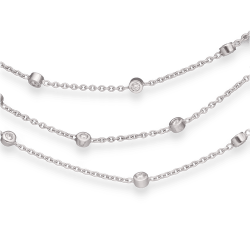 Collier Sautoir en or gris 18K - 80 cm - 2,50 ct de diamants brillants G-VS 58 Facettes FB08732