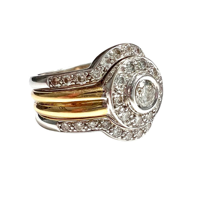 Bague 54 BAGUE STYLE CONTEMPORAIN DU 20ÈME SIÈCLE en OR 18 ct avec DIAMANTS 58 Facettes Q883A