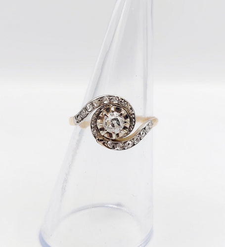 Bague 53 Bague tourbillon antique en or 18k et platine et diamants (circa 1900) 58 Facettes A06348