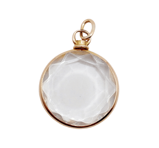 Pendentif Pendentif porte-photo reliquaire or jaune, verre facetté (circa 1900) 58 Facettes A06213