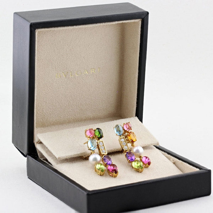 Boucles d'oreilles BULGARI - Boucles d'oreilles Allegra en or jaune, pierres de couleur et diamants 58 Facettes