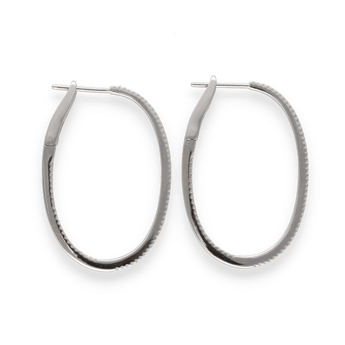 Boucles d'oreilles Boucles d'oreilles creoles en or gris 18 Cts serties de diamants - 0,29 Ct G-VS 58 Facettes FB09958