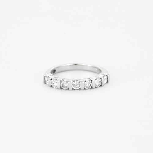 Bague Alliance demie or blanc diamants 58 Facettes