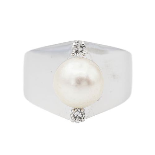 Bague 54 Bague Perle Or blanc Perle, Diamant 58 Facettes 2999434CN