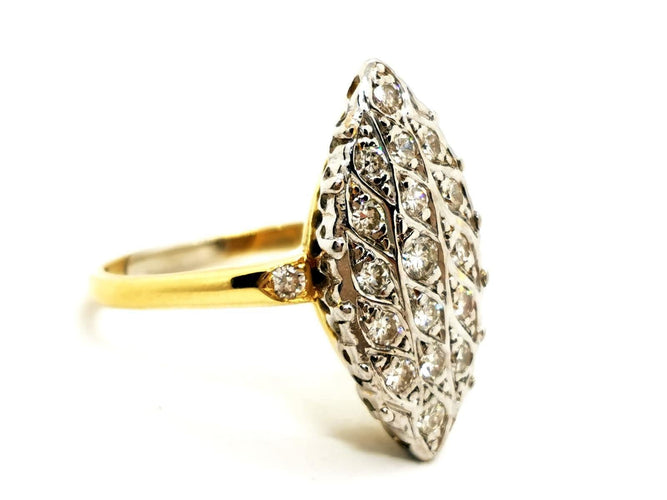 Bague 53.5 Bague Marquise Or blanc, Or jaune Diamant 58 Facettes 1875457CN