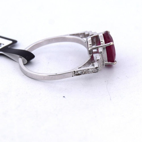 Bague 55 Bague Art déco en platine avec rubis et diamants 58 Facettes