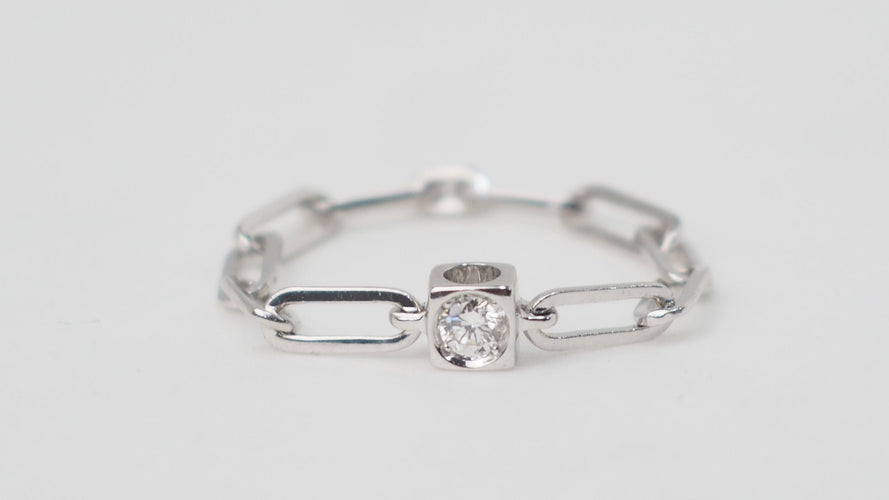 Bague 54 DINH VAN - Bague le cube diamant en or blanc et diamant 58 Facettes 32660