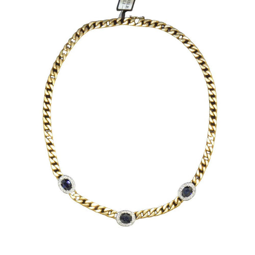 Collier Années 1960 - Collier en or 18 carats - Saphirs et diamants 58 Facettes