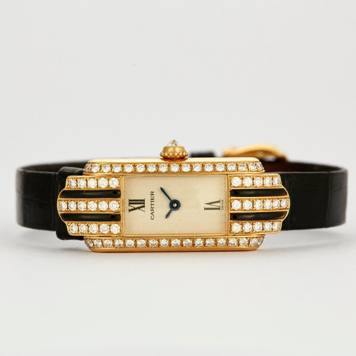 Montre CARTIER - Montre Tank Art Déco or jaune et diamants 58 Facettes JR5