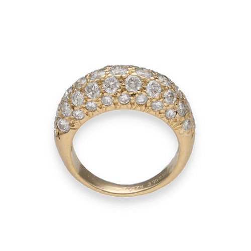 Bague 46 Bague jonc petit doigt en or jaune 18K avec 1,80 ct de diamants H-VS - Taille 46 58 Facettes FB10600