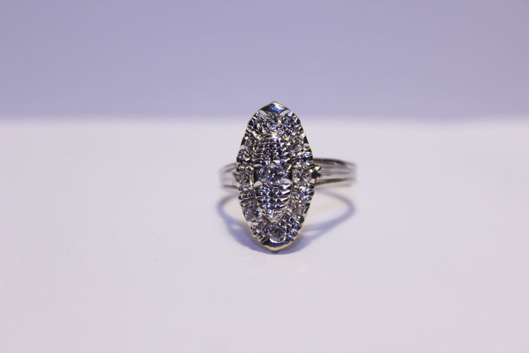 Bague 55 Bague or blanc Diamants 58 Facettes