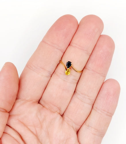 Bague 55 Bague toi et moi vintage or jaune 18k saphirs jaune et bleu 58 Facettes A06006