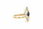 Bague 52 Bague contemporaine en or jaune 18 carats sertie d'un saphir et de diamants 58 Facettes B502