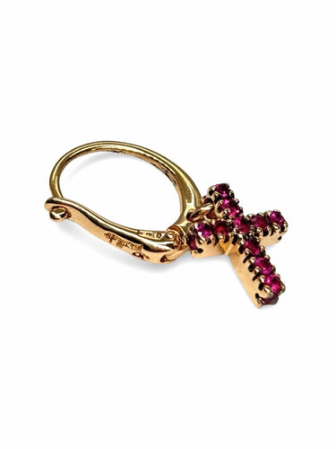 Boucles d'oreilles Boucle d'oreille Croix Pomellato or rose et rubis 0,18 ct 58 Facettes 990