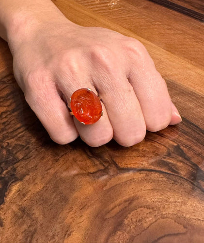 Bague 53.5 Bague intaille or et cornaline 58 Facettes