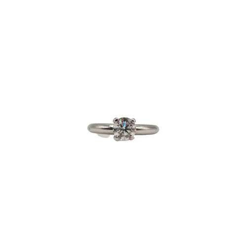 Bague 49 Solitaire or blanc serti d'un diamant 58 Facettes
