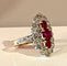 Bague 51 Bague marquise en or, diamants et rubis. 58 Facettes AB357