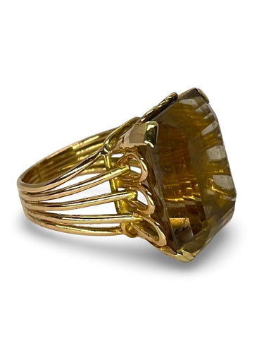 Bague 53 Bague or rose et quartz fumé 20 ct 58 Facettes 00073501