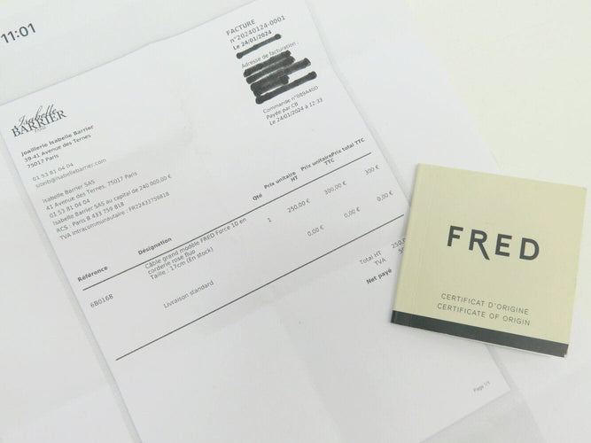 Bracelet bracelet FRED force 10 gm 0b0007 manille en or rose 18k cordon rose 58 Facettes 271114