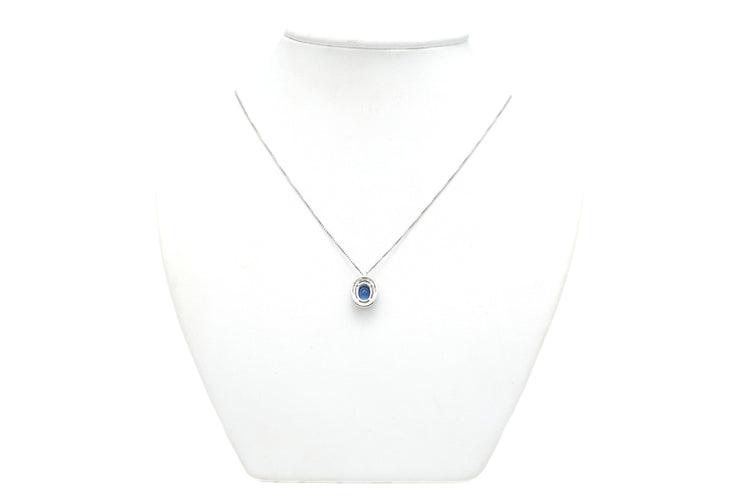 Collier Collier contemporain en or blanc 18 carats serti d'un saphir et de diamants 58 Facettes 21886