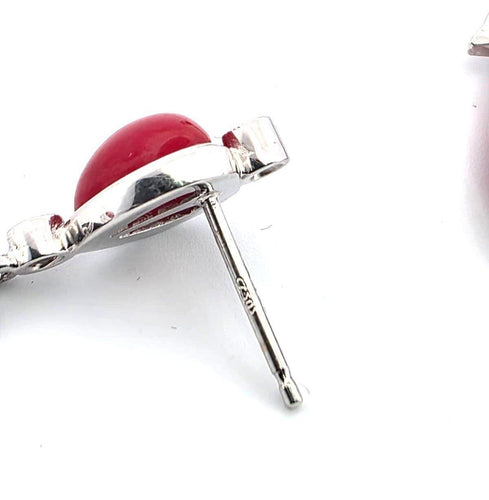 Boucles d'oreilles Boucles d'oreilles en or blanc avec corail et diamants, 1930 C 58 Facettes