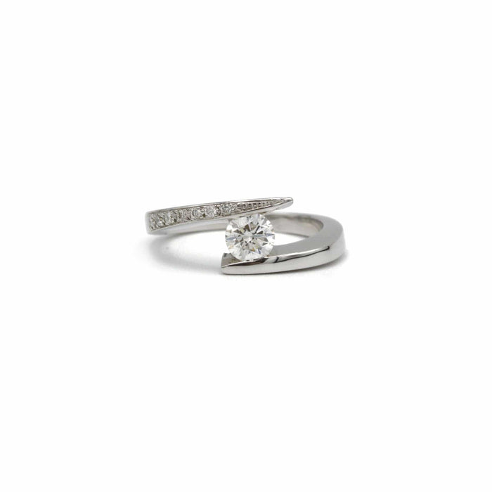 Bague 52 Solitaire or blanc et diamants 58 Facettes 240256R