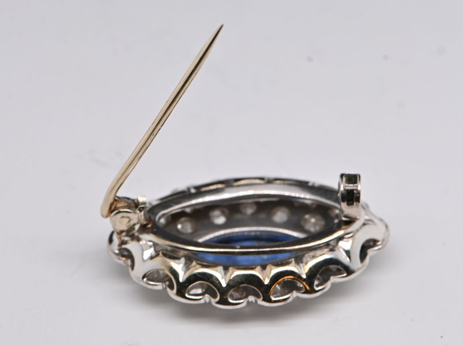 Broche Sapphire Diamonds White Gold 18 Carats Brooche 58 Facettes