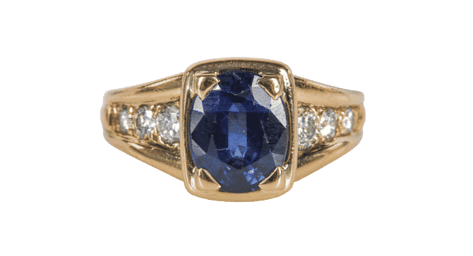 Bague 51 MAUBOUSSIN - Bague or jaune centrée d'un beau saphir 58 Facettes