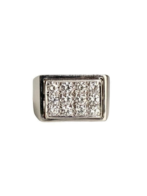 Ring 47 White gold signet ring with diamonds 58 Facettes