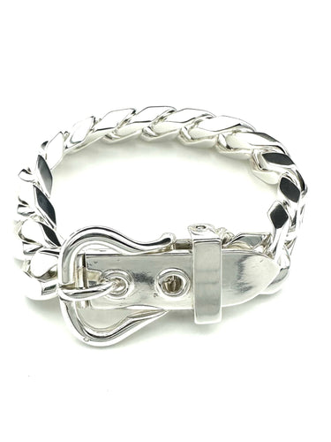 Bracelet HERMES. Collection "Boucle sellier", bracelet argent 800 GM 58 Facettes