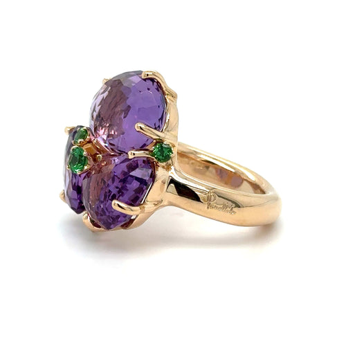 Bague 55 POMELLATO - BAGUE BAHIA OR ROSE - AMÉTHYSTES ET TSAVORITES 58 Facettes RÉF 1_0002311/2