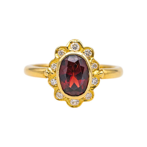 Bague 54.5 Bague  Pompadour Or jaune Grenat, Diamant 58 Facettes 4824714CN