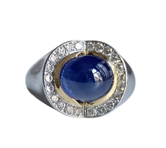 Bague 55 Bague en platine, saphir et diamants 58 Facettes