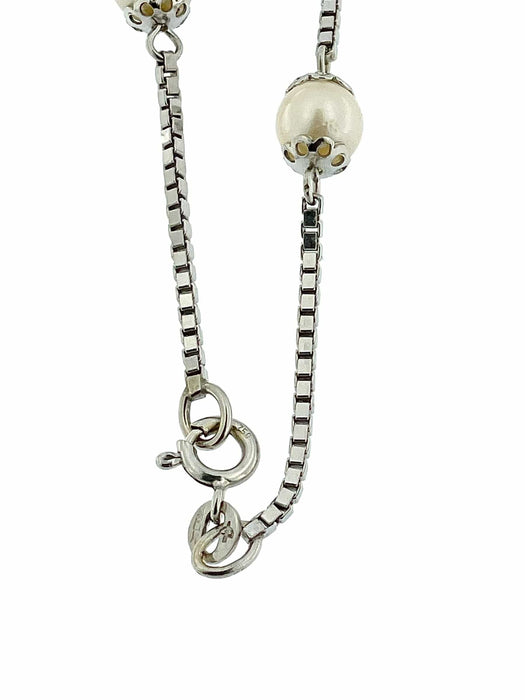 Collier Collier italien en or blanc avec perles 58 Facettes