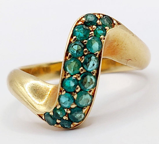 Bague 49 Bague jonc vintage or pavé d'émeraude et monture à enroulement 58 Facettes A04057