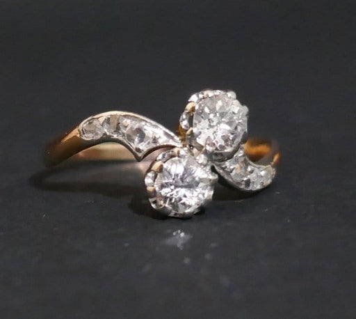Ring 55.5 Old Toi et Moi Ring Diamonds, Gold and Platinum 58 Facettes