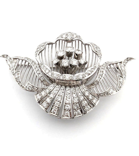 Broche Broche vintage en platine avec diamant naturel taille européenne et diamants taille huit huit 58 Facettes