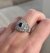 Bague 57 Art Déco style ring platinum, diamonds, sapphires. 58 Facettes